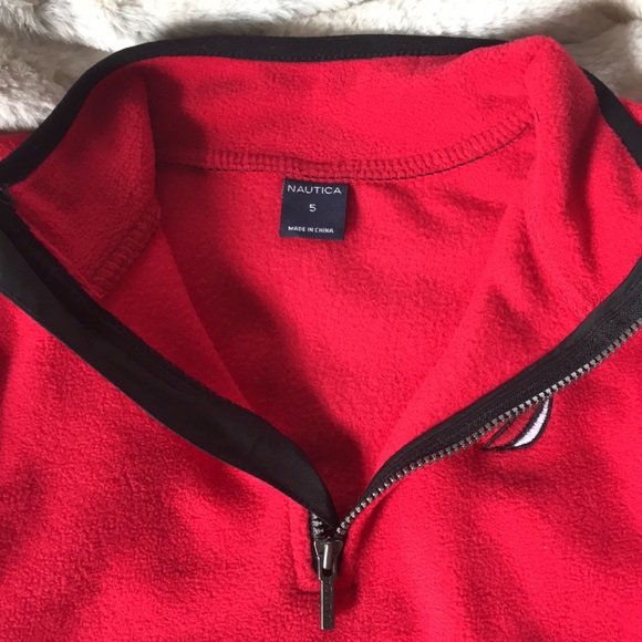 Nautica Fleece Pullover 1/2 zip red and black boys size 5 EUC - Picture 5 of 7